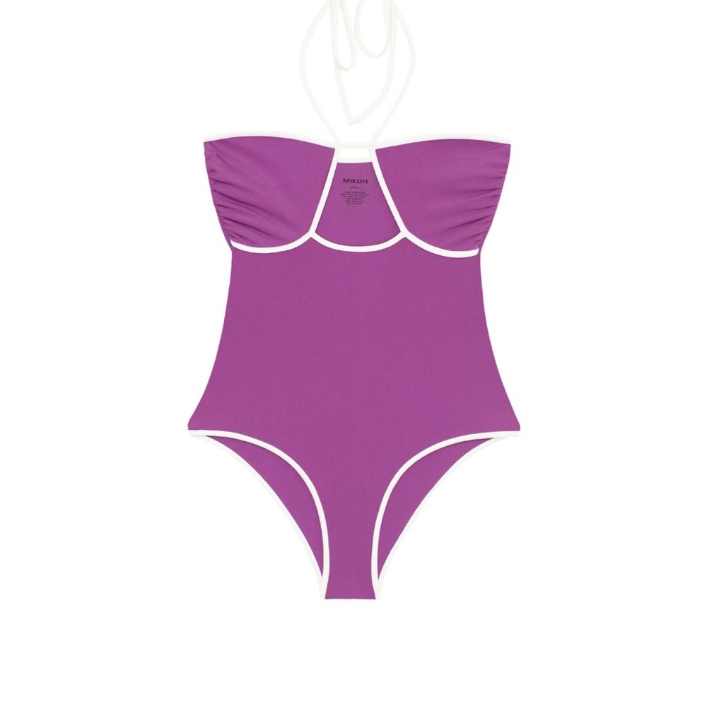 Mikoh Amora Purple One-Piece Swimsuit with White Trim NWT